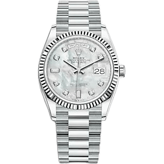 Rolex Day-Date 36 Platinum - Fluted / MOP / President 128236-0002
