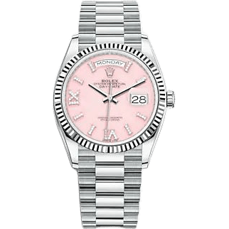 Rolex Day-Date 36 Platinum - Fluted / Pink Opal / President 128236-0006