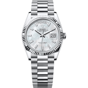Rolex Day-Date 36 Platinum - Fluted / MOP - Baguette / President 128236-0021