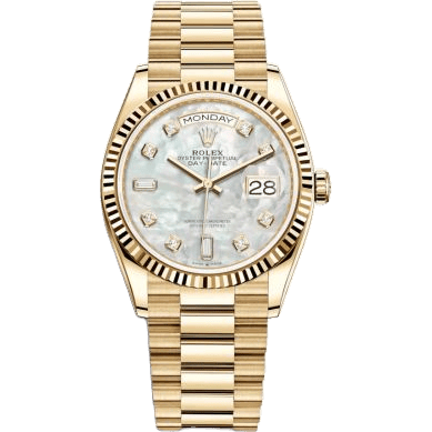Rolex Day-Date 36 Yellow Gold / Fluted / MOP-Diamond / President 128238-0011