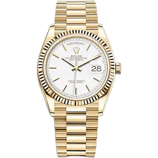 Rolex Day-Date 36 Yellow Gold / Fluted / White / President 128238-0081