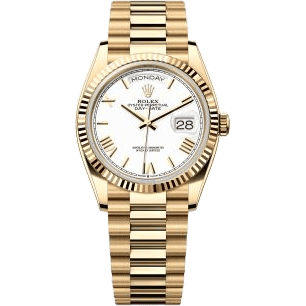 Rolex Day-Date 36 Yellow Gold - Fluted / White - Roman / President 128238-0113