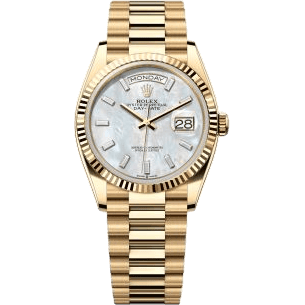Rolex Day-Date 36 Yellow Gold / Fluted / MOP - Baguette / President 128238-0123