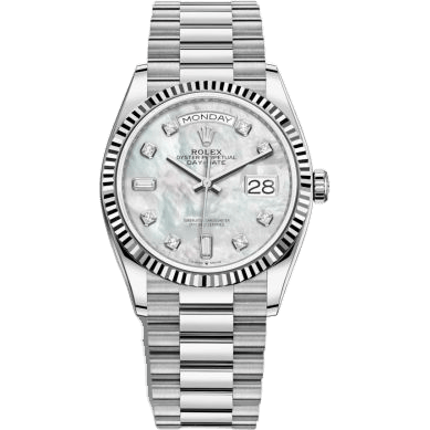 Rolex Day-Date 36 White Gold / Fluted / MOP-Diamond / President 128239-0007