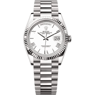Rolex Day-Date 36 White Gold - Fluted / White - Roman / President 128239-0059