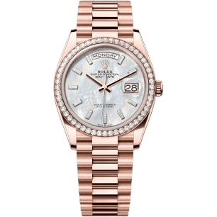 Rolex Day-Date 36 Everose Gold / Diamond / MOP - Baguette / President 128345RBR-0077