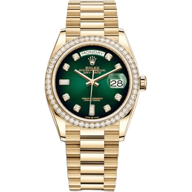 Rolex Day-Date 36 Yellow Gold / Diamond / Green Ombré - Diamond / President 128348RBR-0035