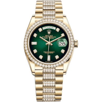 Rolex Day-Date 36 Yellow Gold / Diamond / Green Ombré - Diamond / President - Diamond 128348RBR-0036
