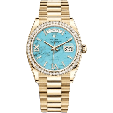 Rolex Day-Date 36 Yellow Gold / Diamond / Turquoise / President 128348RBR-0037