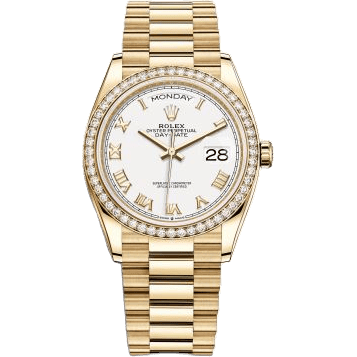 Rolex Day-Date 36 Yellow Gold Diamond / White - Roman / President 128348RBR-0042