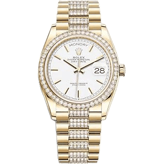 Rolex Day-Date 36 Yellow Gold Diamond / White / President - Diamond 128348RBR-0048