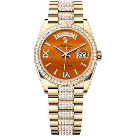 Rolex Day-Date 36 Yellow Gold - Diamond / Carnelian / President - Diamond 128348RBR-0050