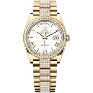Rolex Day-Date 36 Yellow Gold - Diamond / White - Roman / President - Diamond 128348RBR-0065