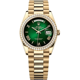 Rolex Day-Date 36 Yellow Gold Diamond / Green - Ombré / President 128348RBR-0068