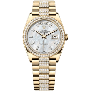 Rolex Day-Date 36 Yellow Gold - Baguette / MOP - Diamond / President - Diamond 128348RBR-0071