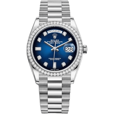 Rolex Day-Date 36 White Gold / Diamond / Blue Ombré-Diamond / President 128349RBR-0010