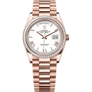 Day-Date 36 Everose Gold - Baguette / White - Roman / President