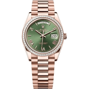 Day-Date 36 Everose Gold - Baguette / Green - Roman / President