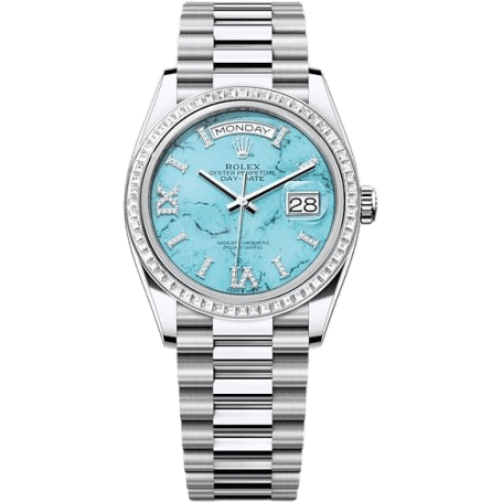 Rolex Day-Date 36 Platinum - Baguette / Turquoise / President 128396TBR-0016