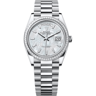 Rolex Day-Date 36 Platinum - Baguette / MOP - Baguette / President 128396TBR-0022