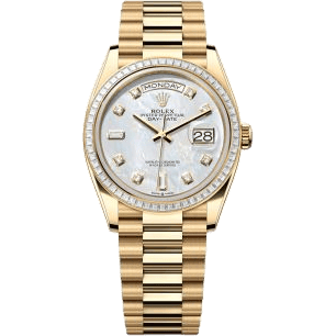 Rolex Day-Date 36 Yellow Gold - Baguette / MOP - Diamond / President 128398TBR-0004