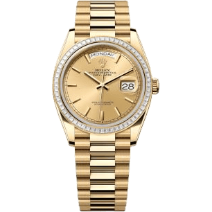 Rolex Day-Date 36 Yellow Gold - Baguette / Champagne / President 128398TBR-0010