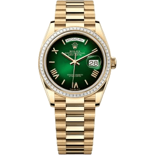 Rolex Day-Date 36 Yellow Gold - Baguette / Green Ombré - Roman / President 128398TBR-0028