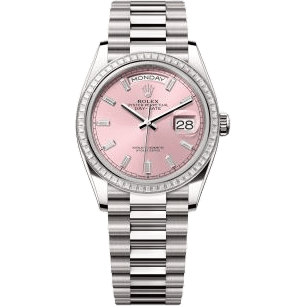 Rolex Day-Date 36 White Gold - Baguette / Pink - Baguette / President 128399TBR-0029