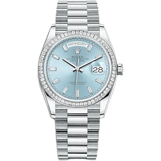 Rolex Day-Date 36 Platinum - Baguette / Ice Blue - Baguette / President 128396TBR-0003