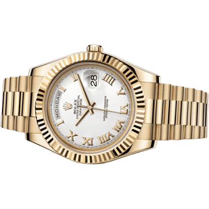 Day-Date II Yellow Gold Fluted White Roman