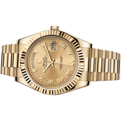 Day-Date II Yellow Gold Fluted Champagne Roman