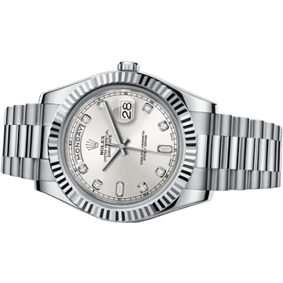 Day-Date II White Gold Silver Diamonds