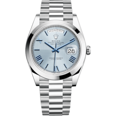 Day-Date 40 Platinum / Ice Blue Quadrant Motif