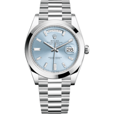 Day-Date 40 Platinum / Ice Blue Diagonal Diamond