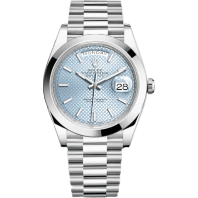 Day-Date 40 Platinum / Ice Blue Diagonal Motif