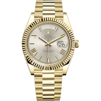 Rolex Day-Date 40 Yellow Gold - Fluted / Silver - Roman 228238-0002