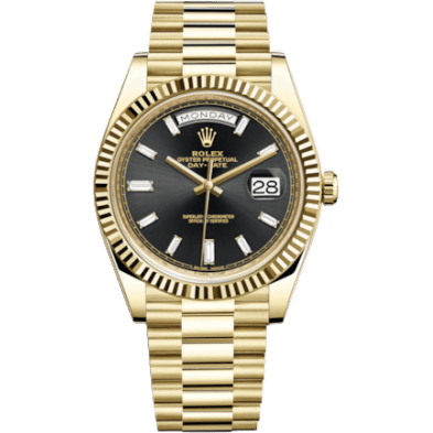 Rolex Day-Date 40 Yellow Gold / Black - Baguette 228238-0004