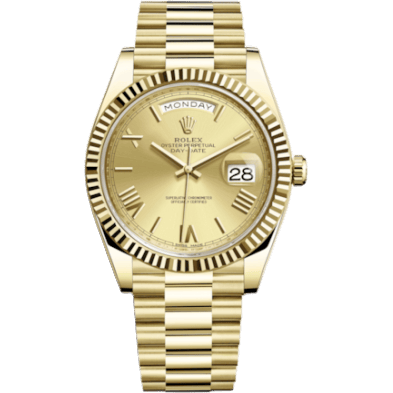 Rolex Day-Date 40 Yellow Gold - Fluted / Champagne - Roman 228238-0006