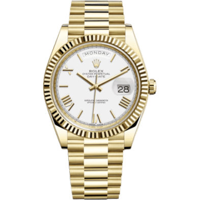 Rolex Day-Date 40 Yellow Gold / White - Roman 228238-0042