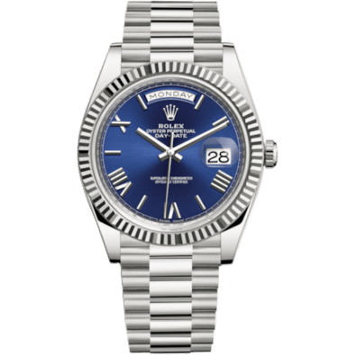 Day-Date 40 White Gold / Blue - Roman