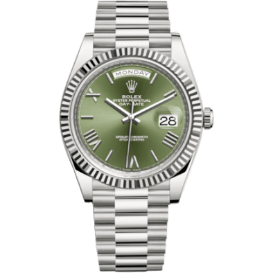 Day-Date 40 White Gold / Green - Roman