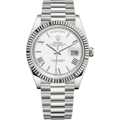 Day-Date 40 White Gold / White - Roman