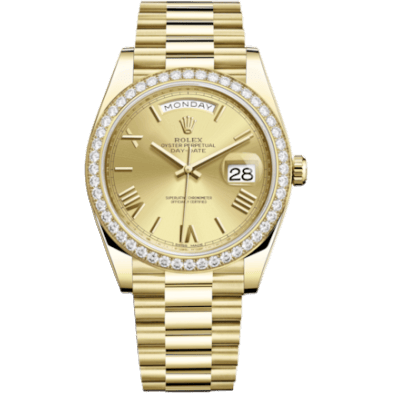 Day-Date 40 Yellow Gold / Diamond / Champagne - Roman