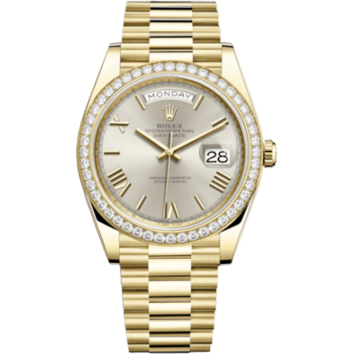 Rolex Day-Date 40 Yellow Gold / Diamond / Silver - Roman 228348RBR-0007