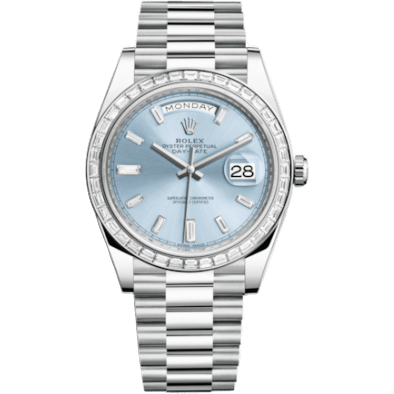 Day-Date 40 Platinum - Baguette / Ice Blue - Baguette