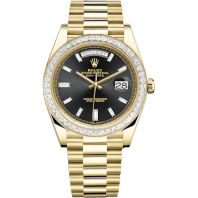 Rolex Day-Date 40 Yellow Gold - Baguette / Black - Baguette 228398TBR-0001