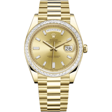 Rolex Day-Date 40 Yellow Gold - Baguette / Champagne - Baguette 228398TBR-0002