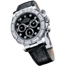 Rolex Daytona White Gold 24 Baguette Strap Black Diamond 116589br
