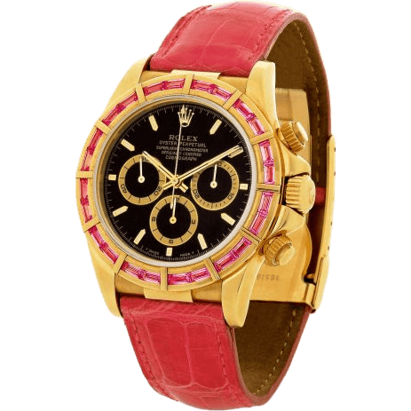 Rolex Daytona Zenith Yellow Gold Pink Sapphire Black 16588safu-0001