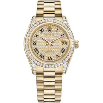 Rolex Datejust 31 Yellow Gold Diamond / President / Paved Roman 178158-0022